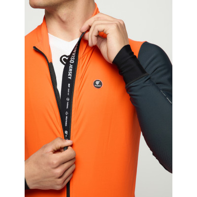 Maillot vélo homme Pissei Monviso orange gris manches longues