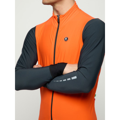 Maillot vélo homme Pissei Monviso orange gris manches longues