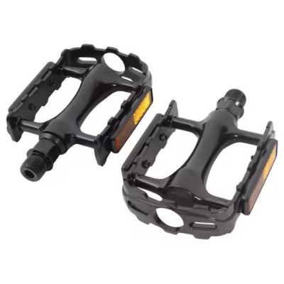 Pédales VTT plates aluminium noir 9/16 robustes