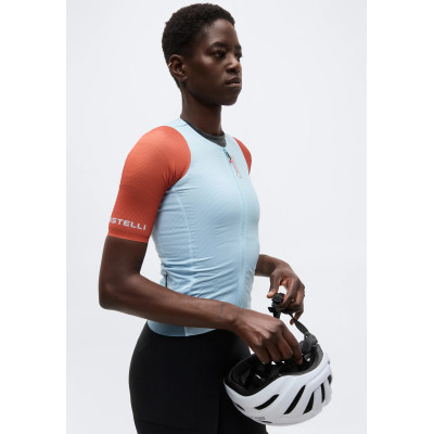 Maillot Castelli Corretto W Femme – Bleu/Paprika Vélo Route