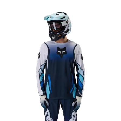 Maillot Fox Ranger Foudry LS Bleu/Blanc – VTT Homme