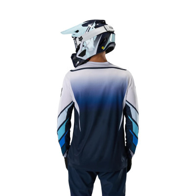 Maillot Fox Ranger Foudry LS Bleu/Blanc – VTT Homme